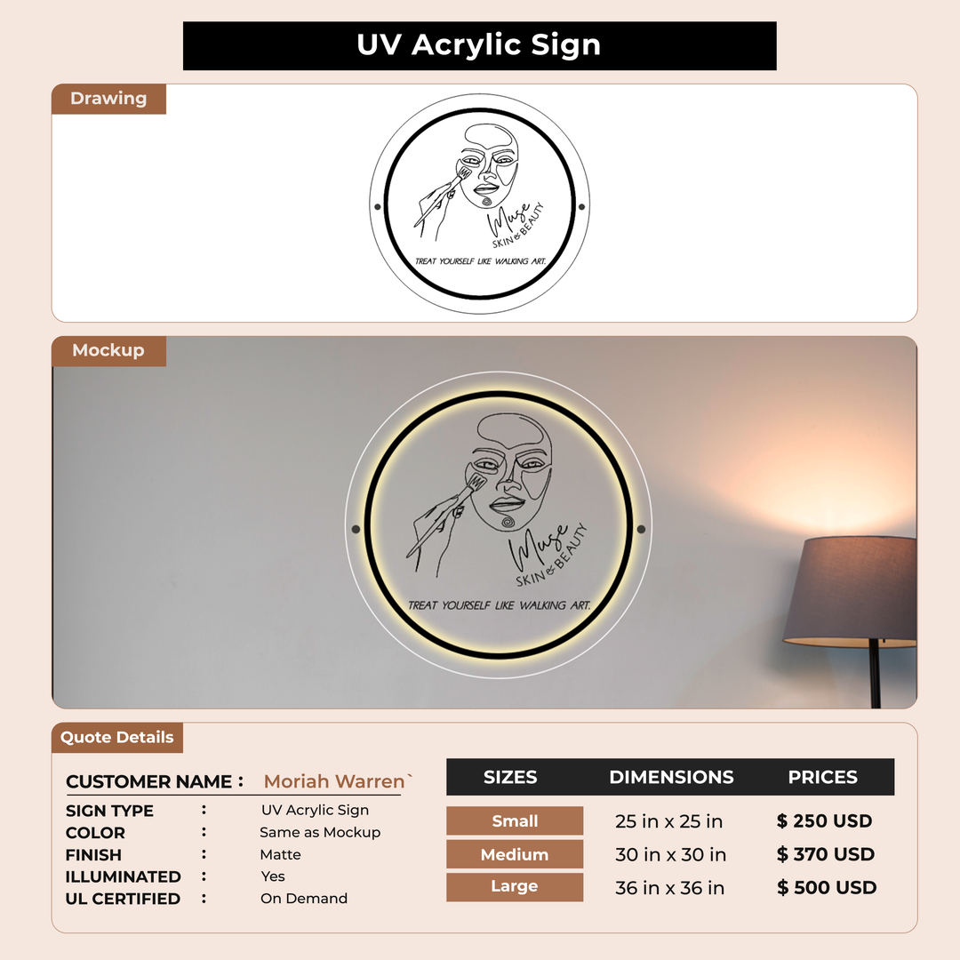 UV Acrylic Sign For moriah warren