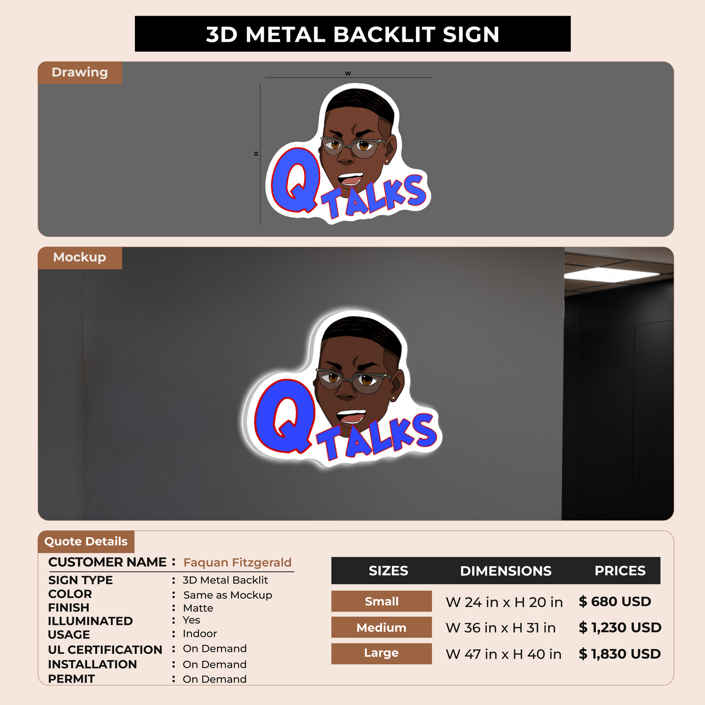 Business Signage for Faquan Fitzgerald