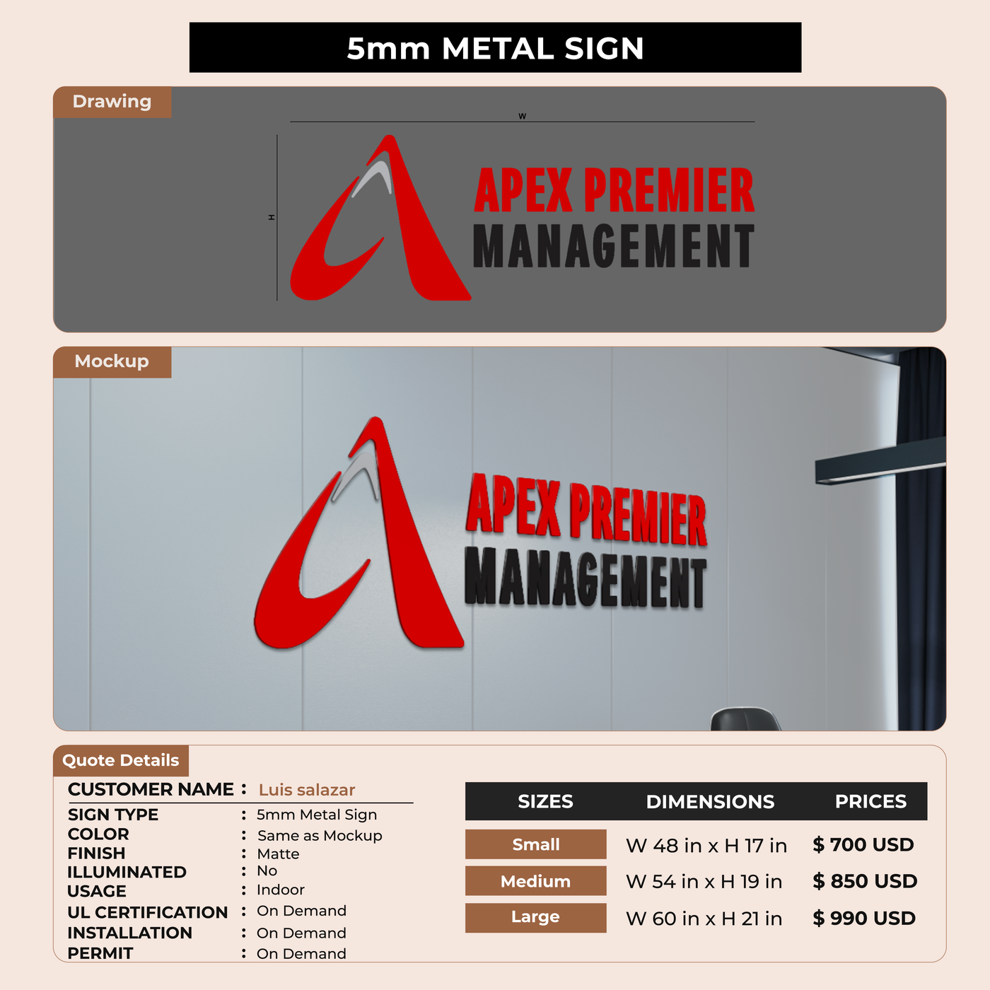 Business Signage for Luis salazar