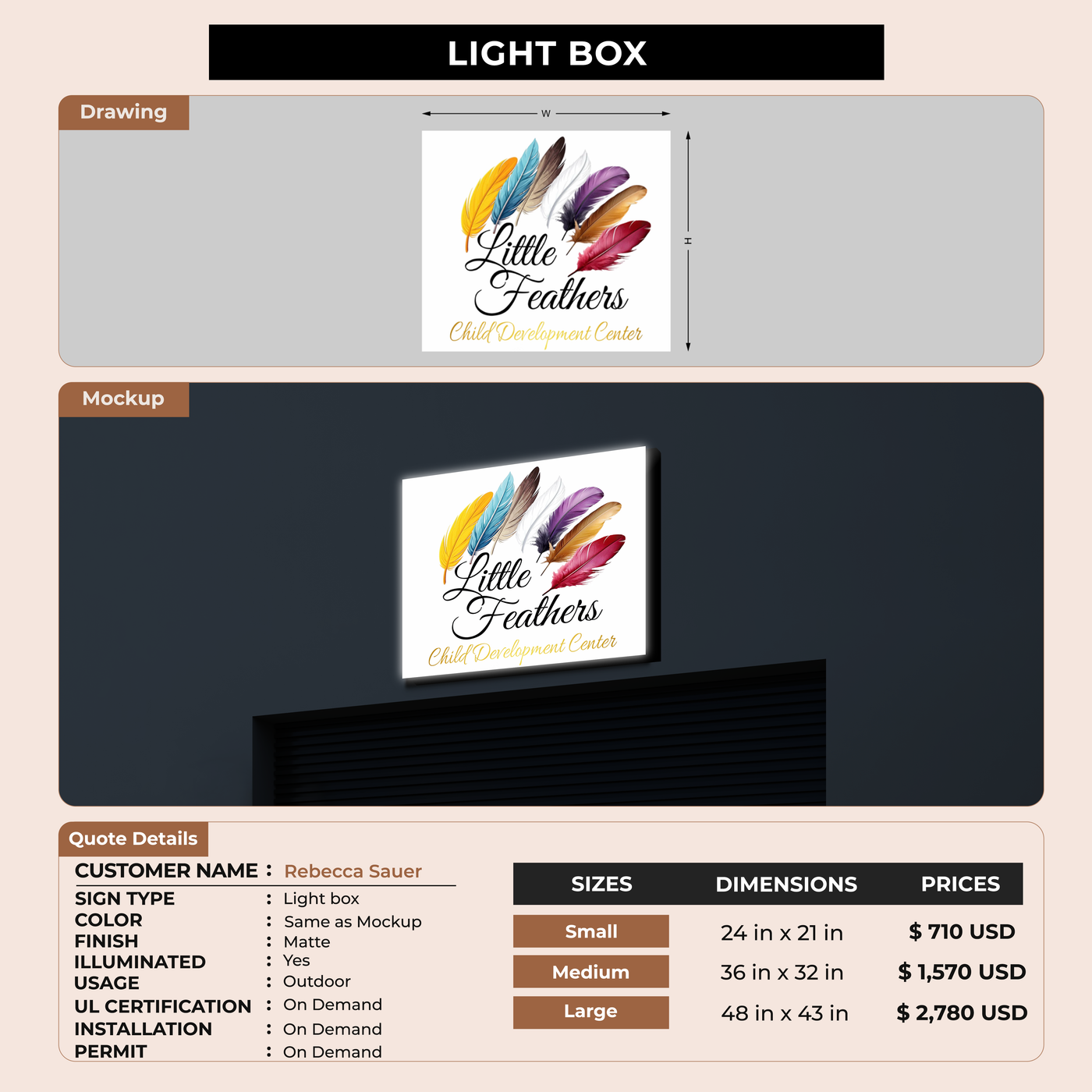 Lightbox Sign For Rebecca Sauer