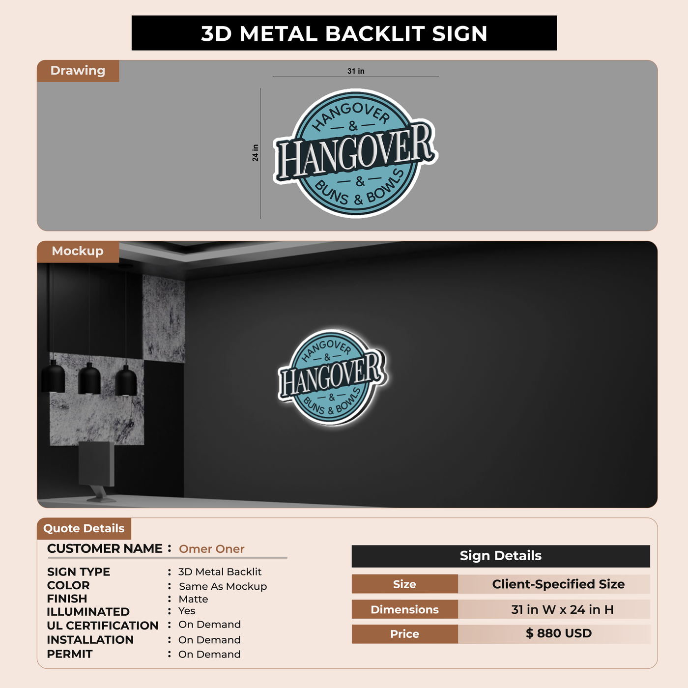 Custom signs for Omer Oner