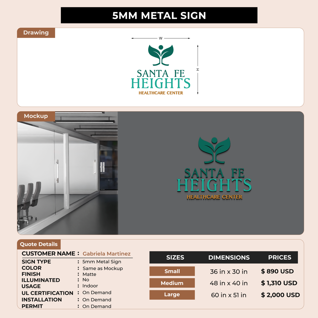 5mm Metal Sign for Gabriela Martinez