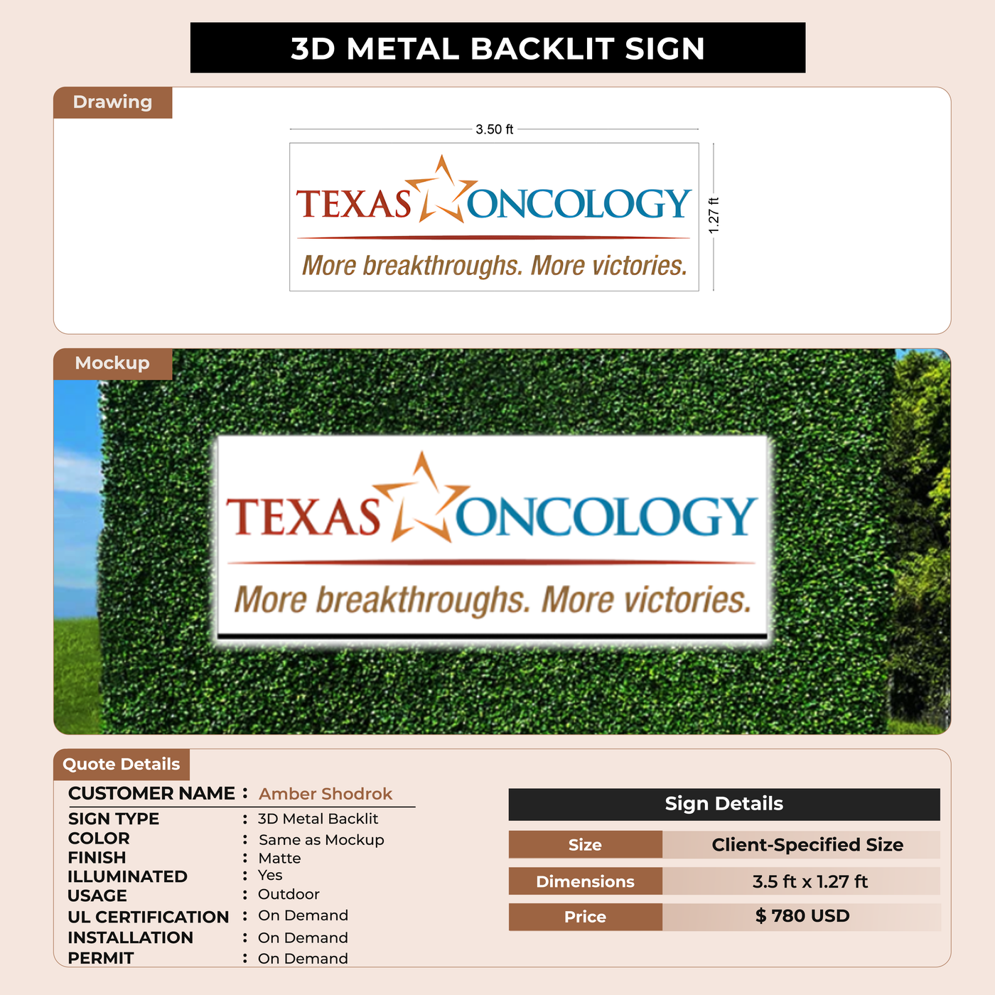Business signage for Amber Shodrok