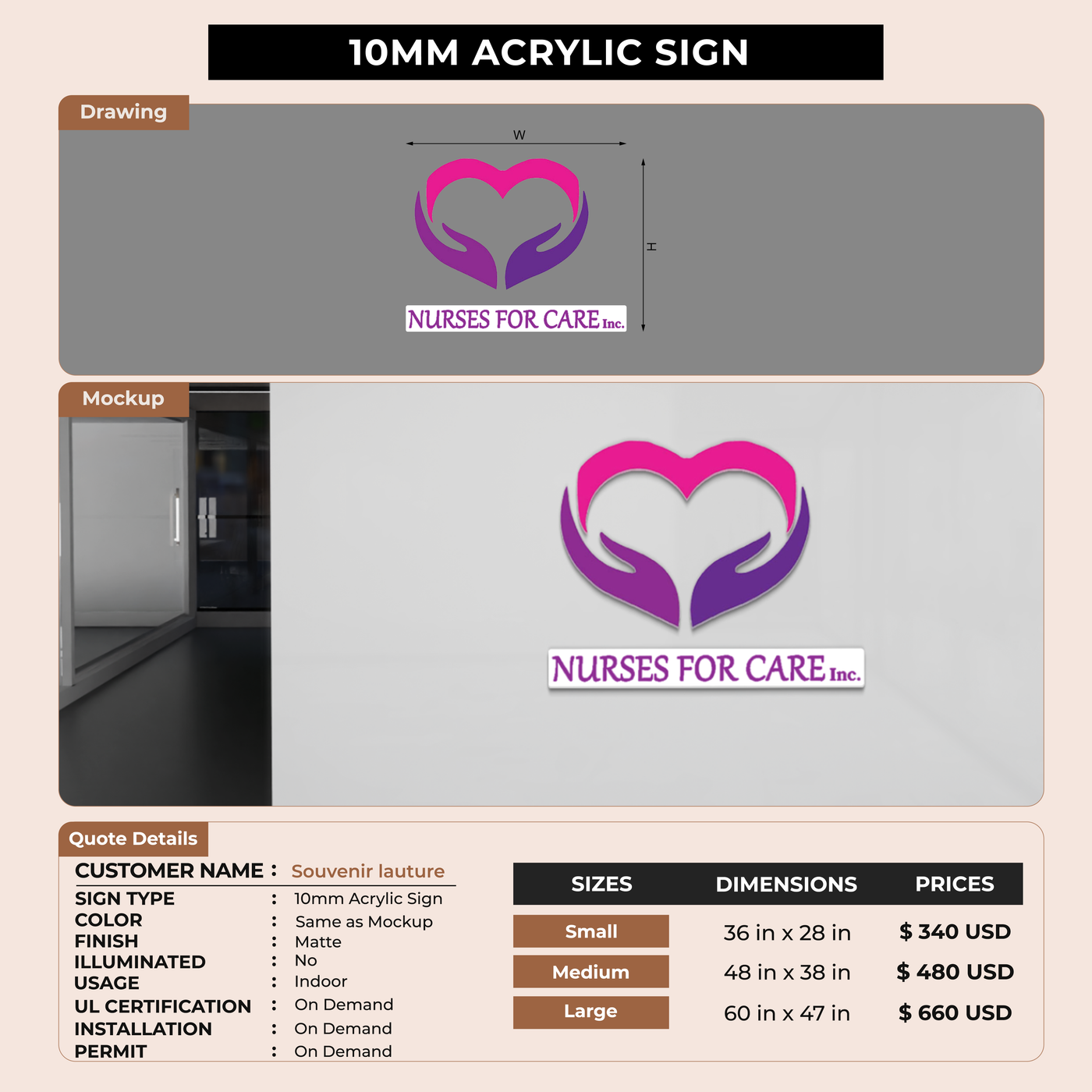 Business signage for Souvenir lauture liliane