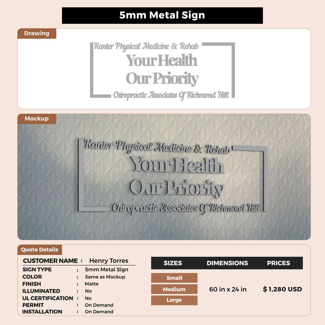 5mm metal sign for Henry Torres