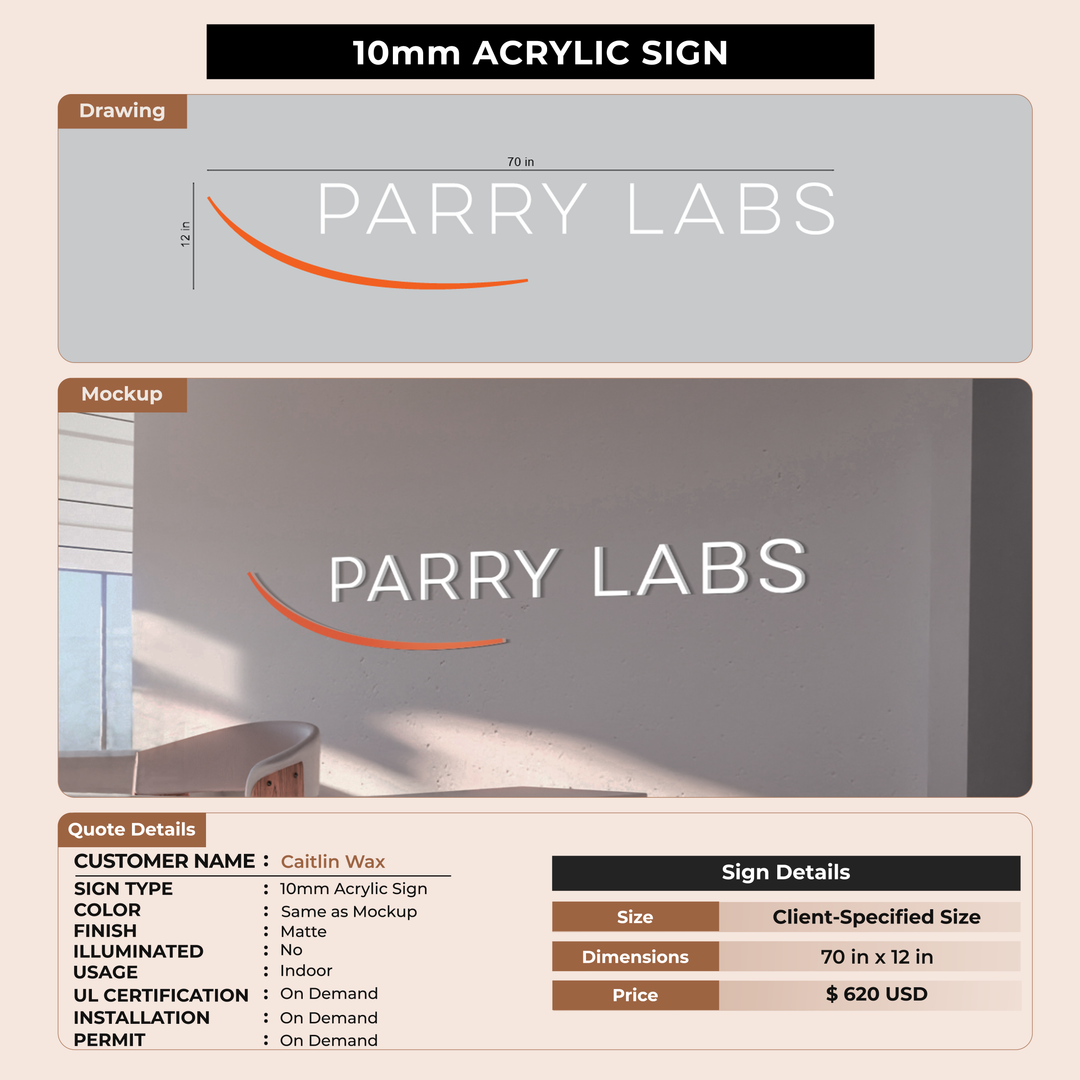 Business signage for Caitlin Wax