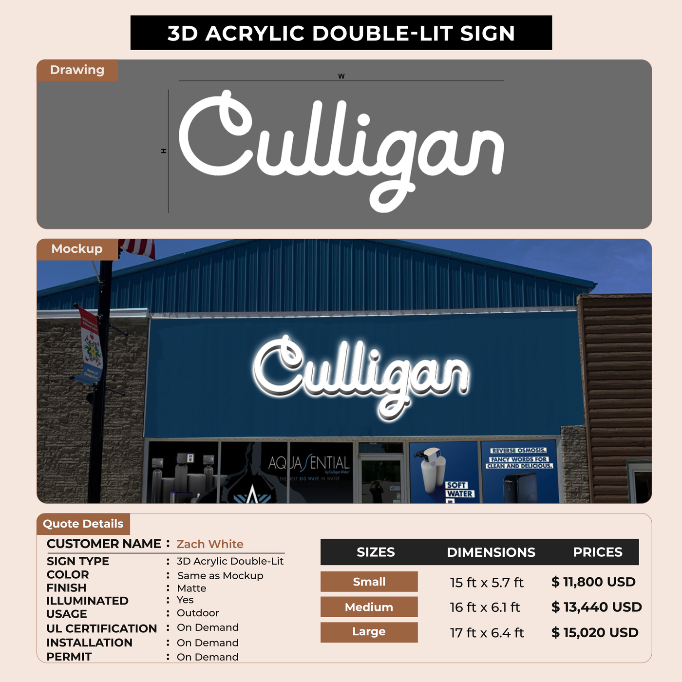 3d acrylic doublelit for Zach White