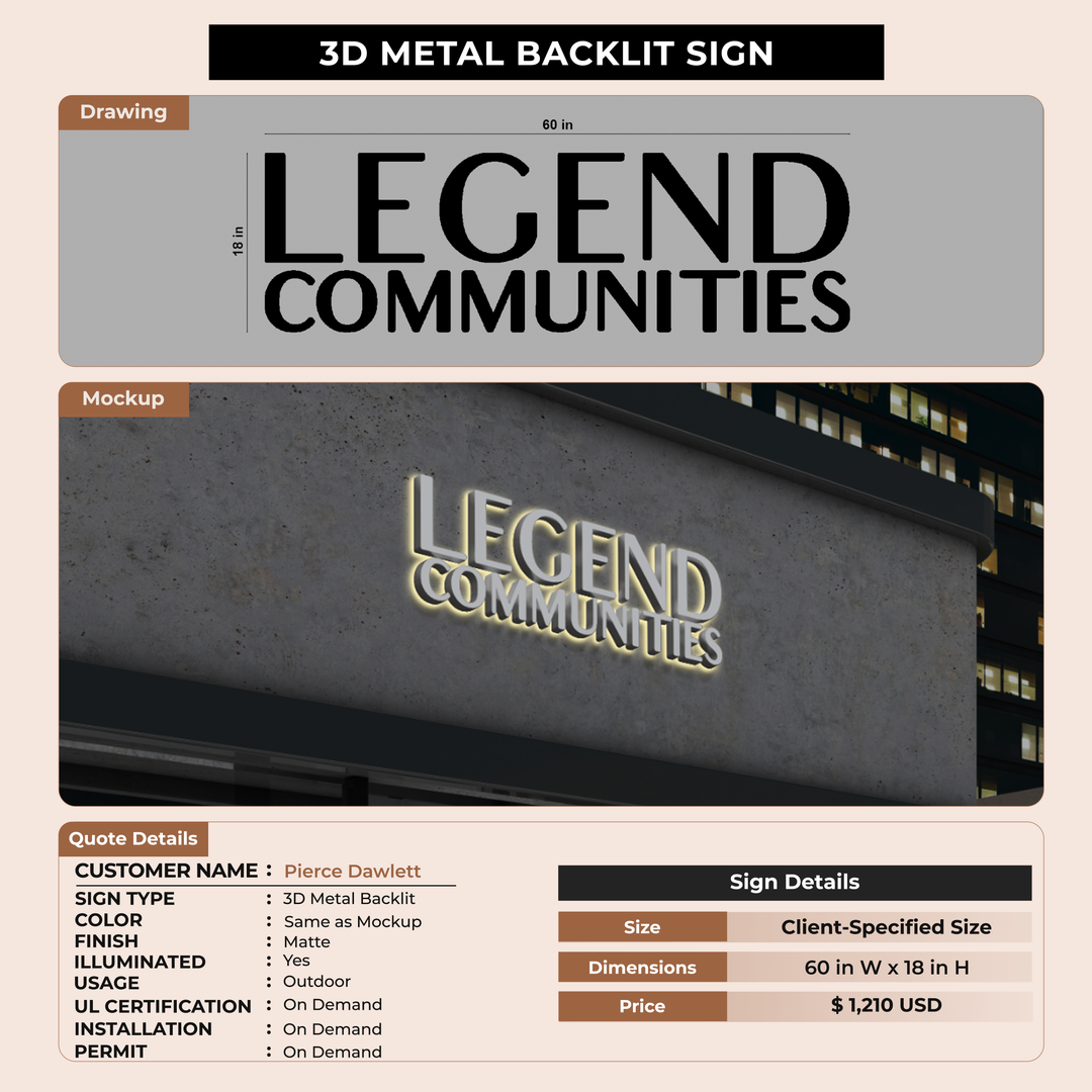 3D Metal Backlit for Pierce Dawlett
