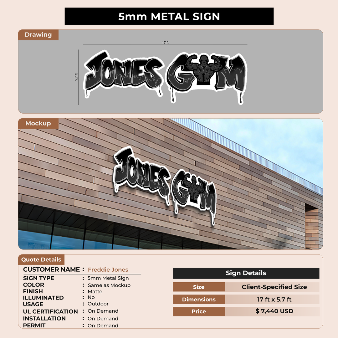 5MM Metal Sign For Freddie Jones