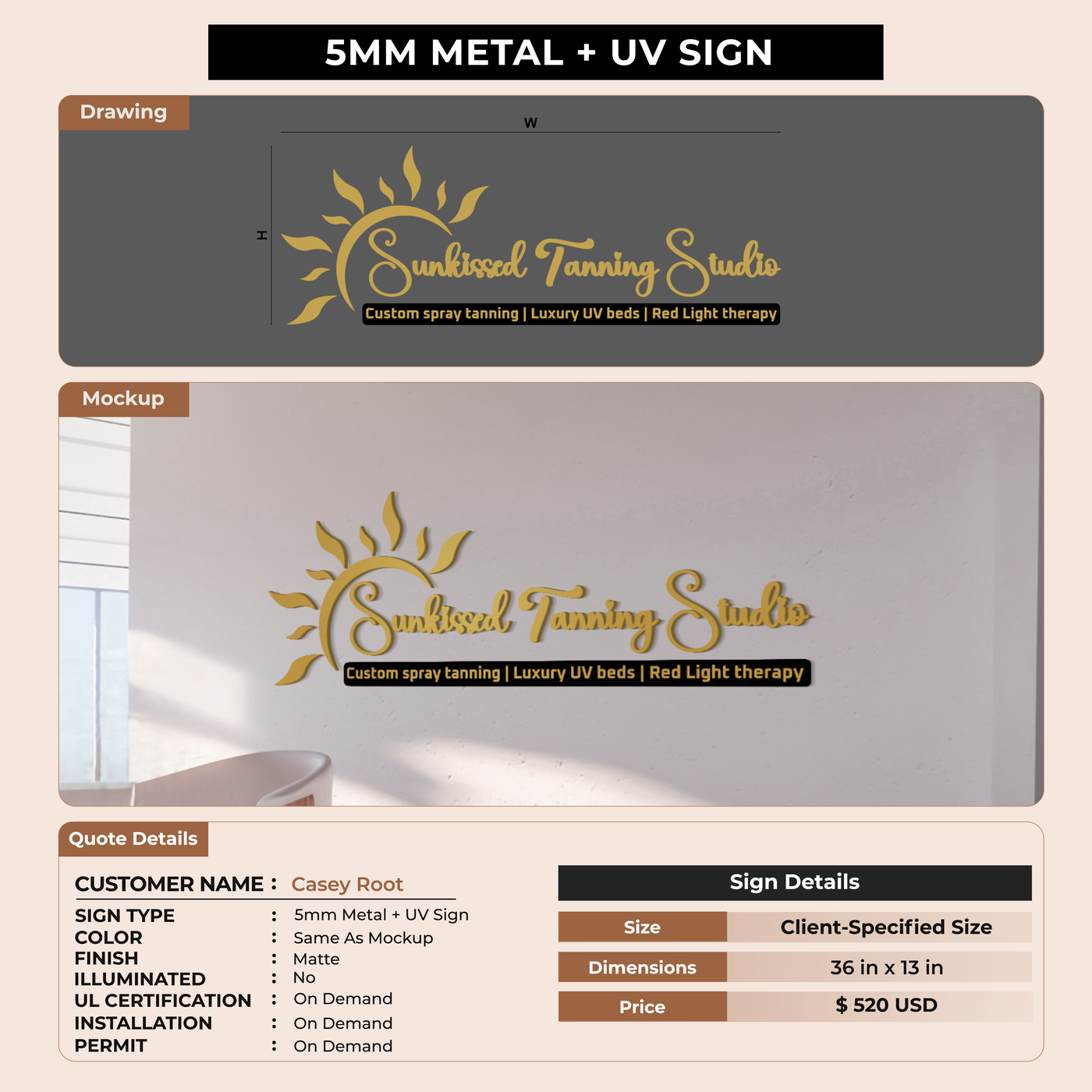 5mm metal sign for Casey Root