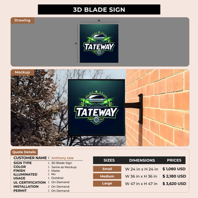 3D Blade Sign for Anthony tate