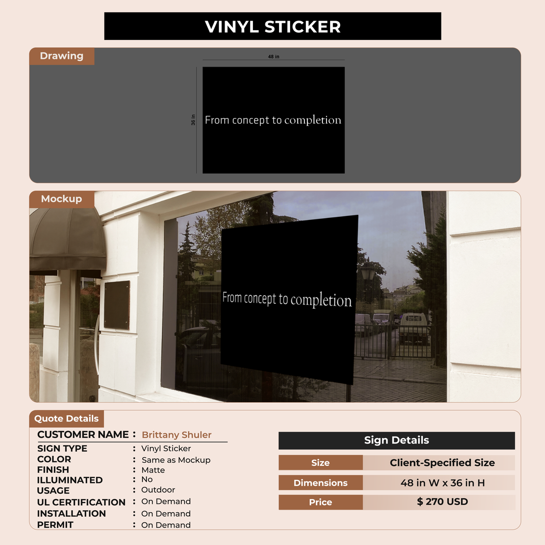 Vinyle sticker for Brittany Shuler