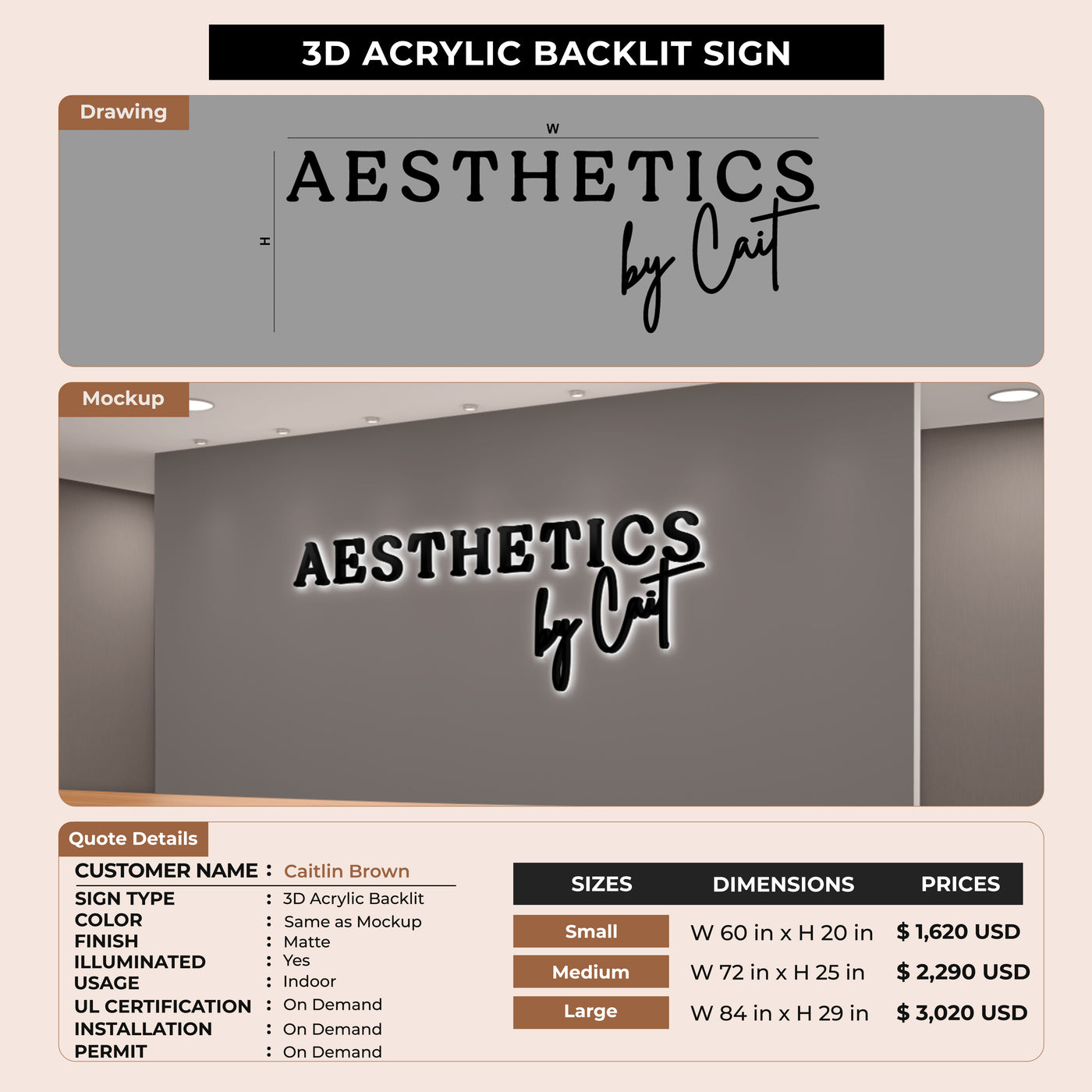 Business Signage for Caitlin Brown