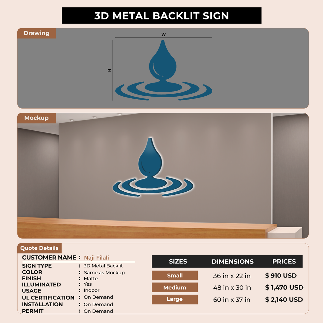 3d metal backlit for Naji Filali