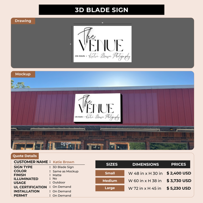 3D Blade Sign for Katie Brown