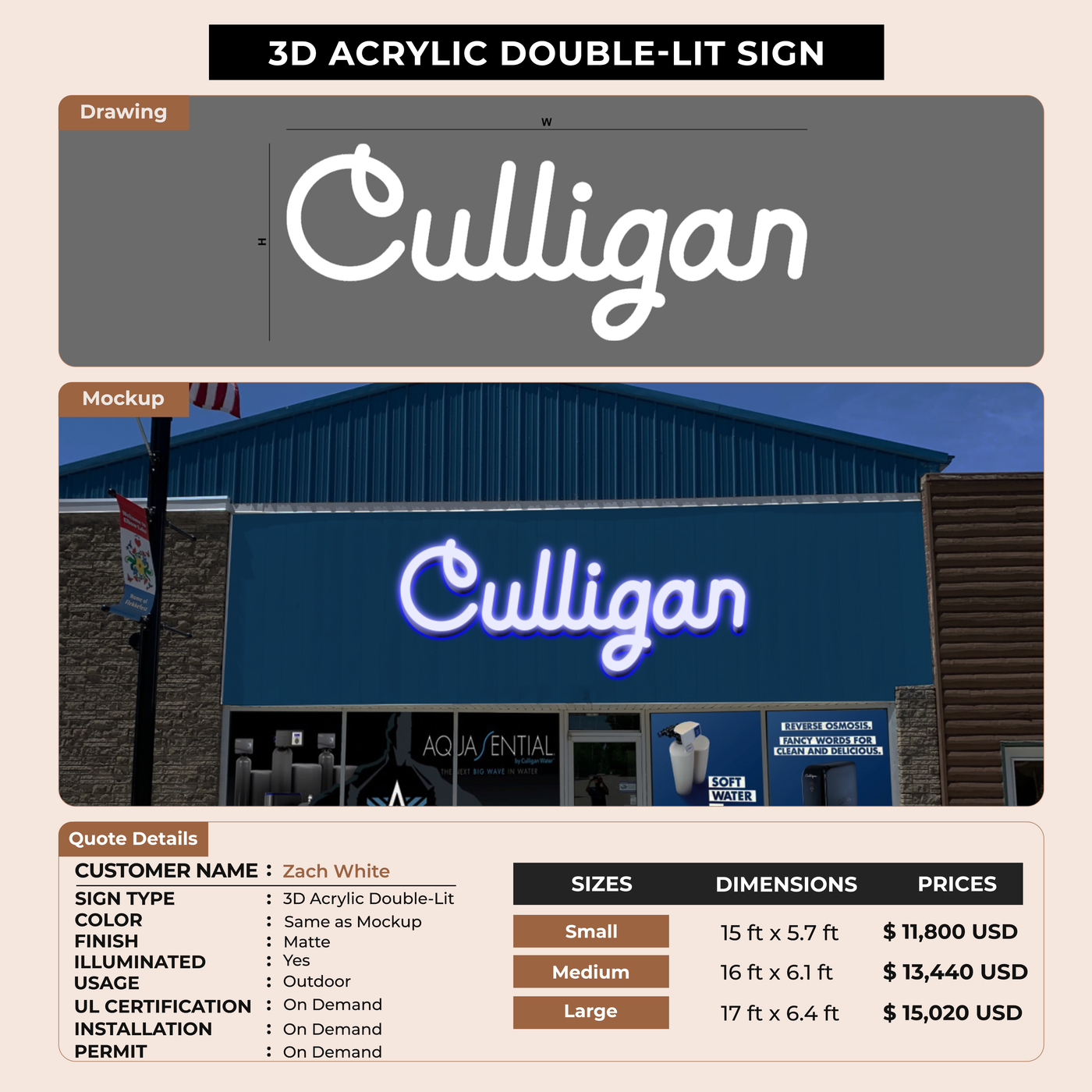 3d acrylic doublelit for Zach White