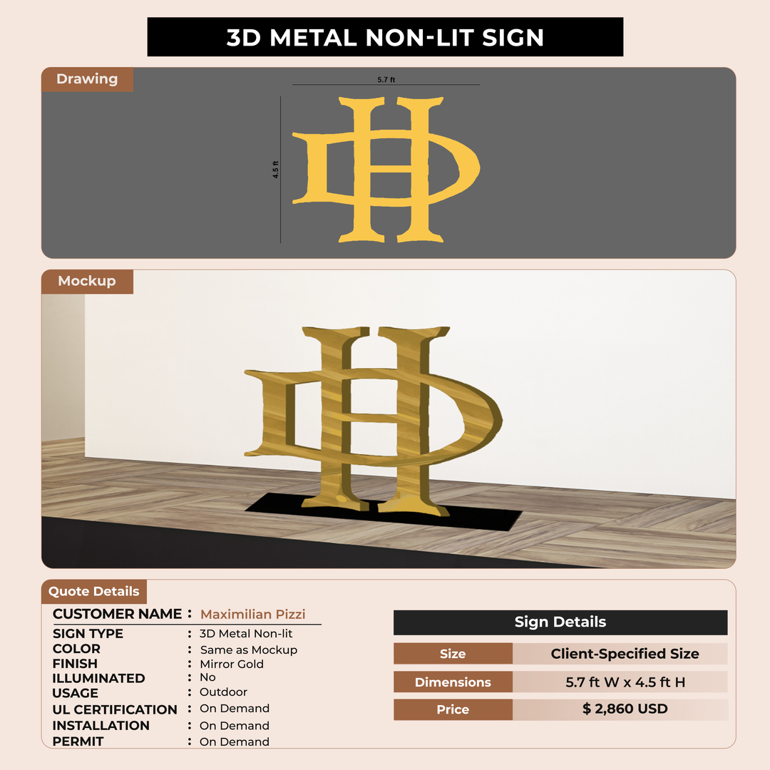 3D Metal Non-Lit For Maximilian Pizzi