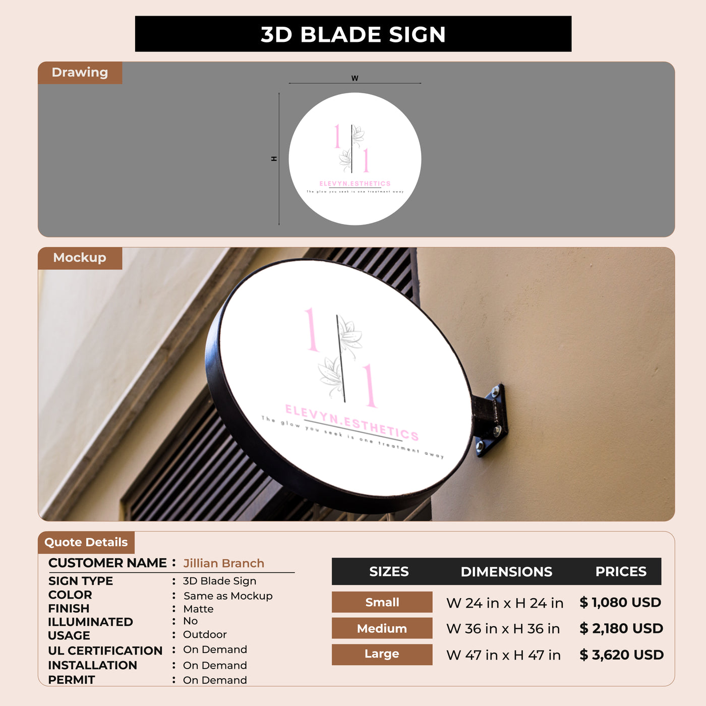 3D Blade Sign for Jillian Branch
