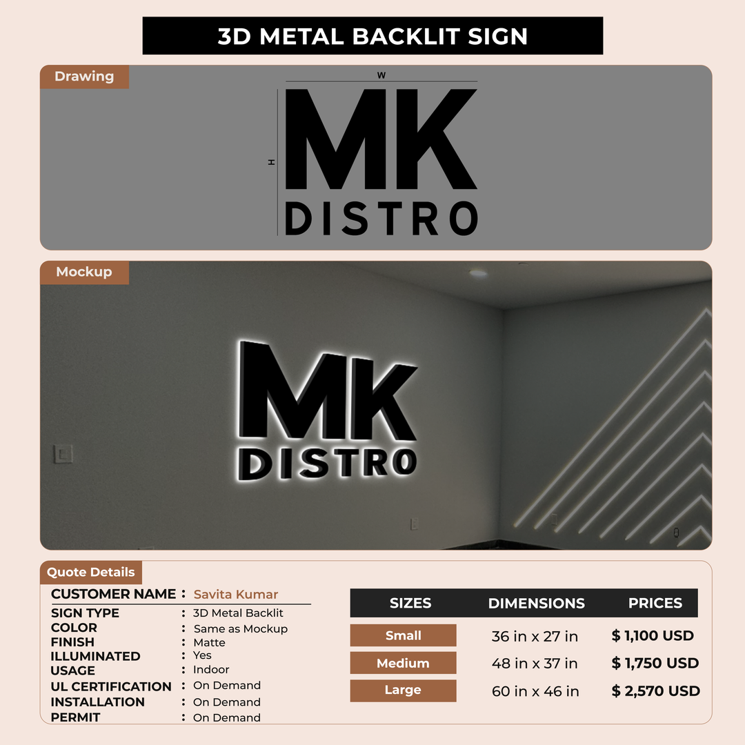 3D Metal Backlit for Savita Kumar