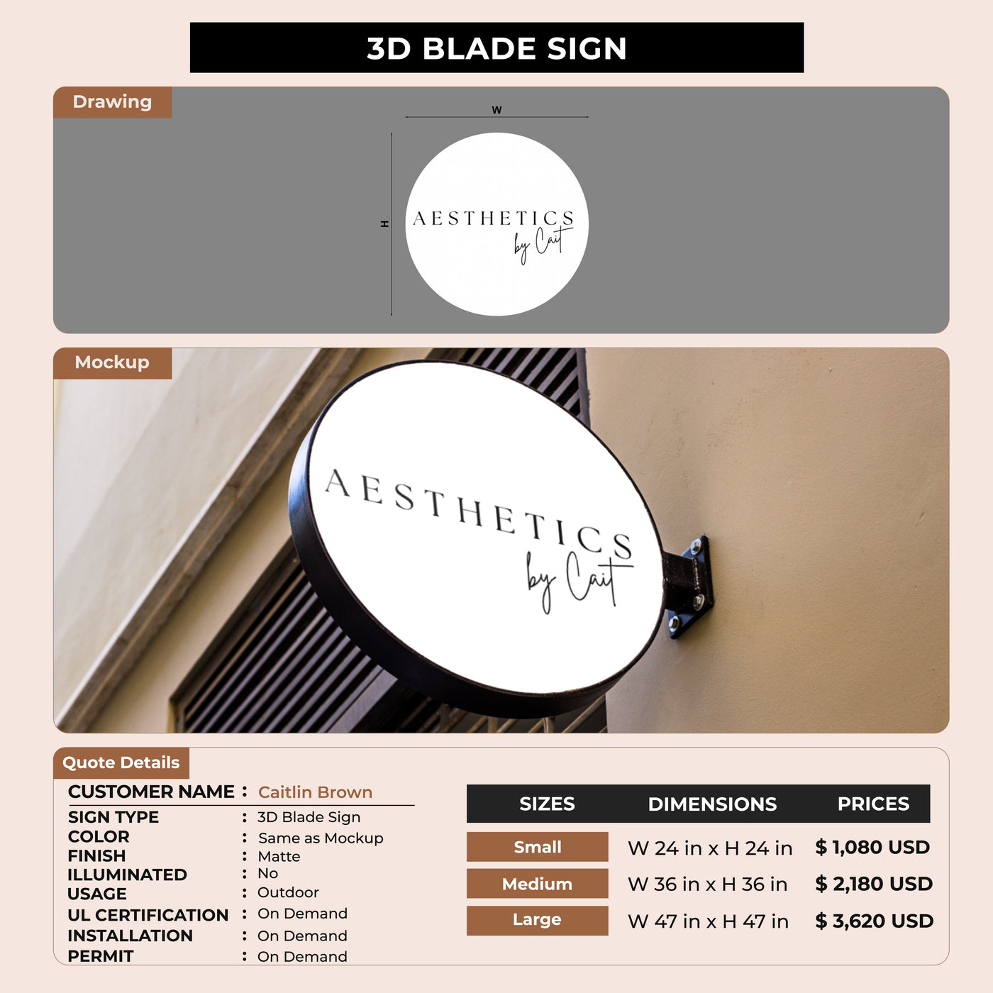 Business Signage for Caitlin Brown