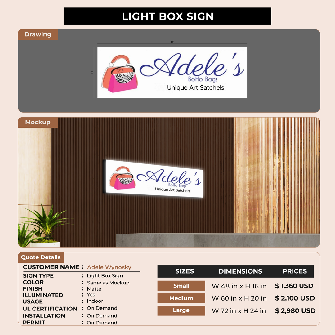 Business Signage for Adele Wynosky