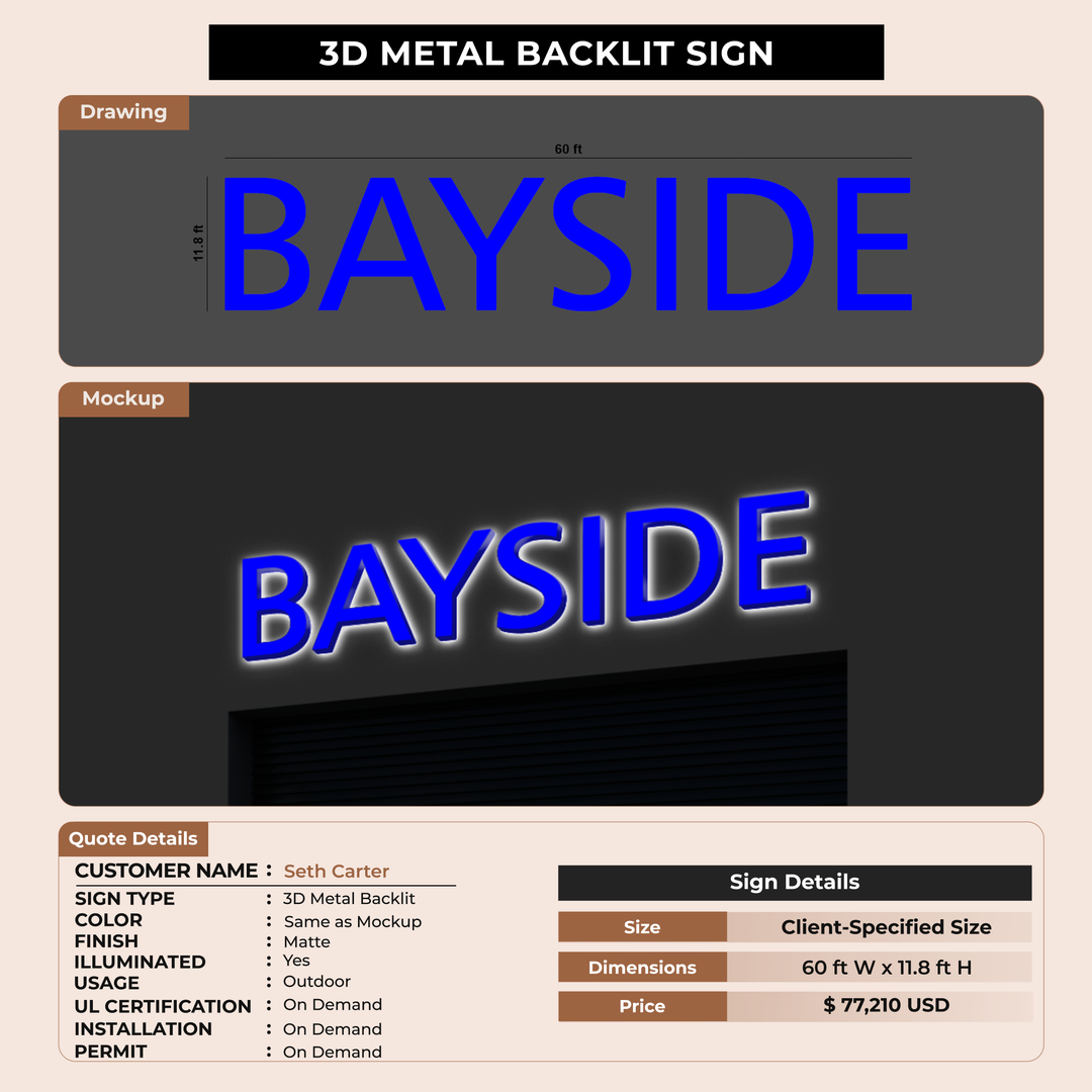 3D Metal Backlit For Seth Carter