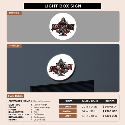 Business signage for Bacia Janeaux