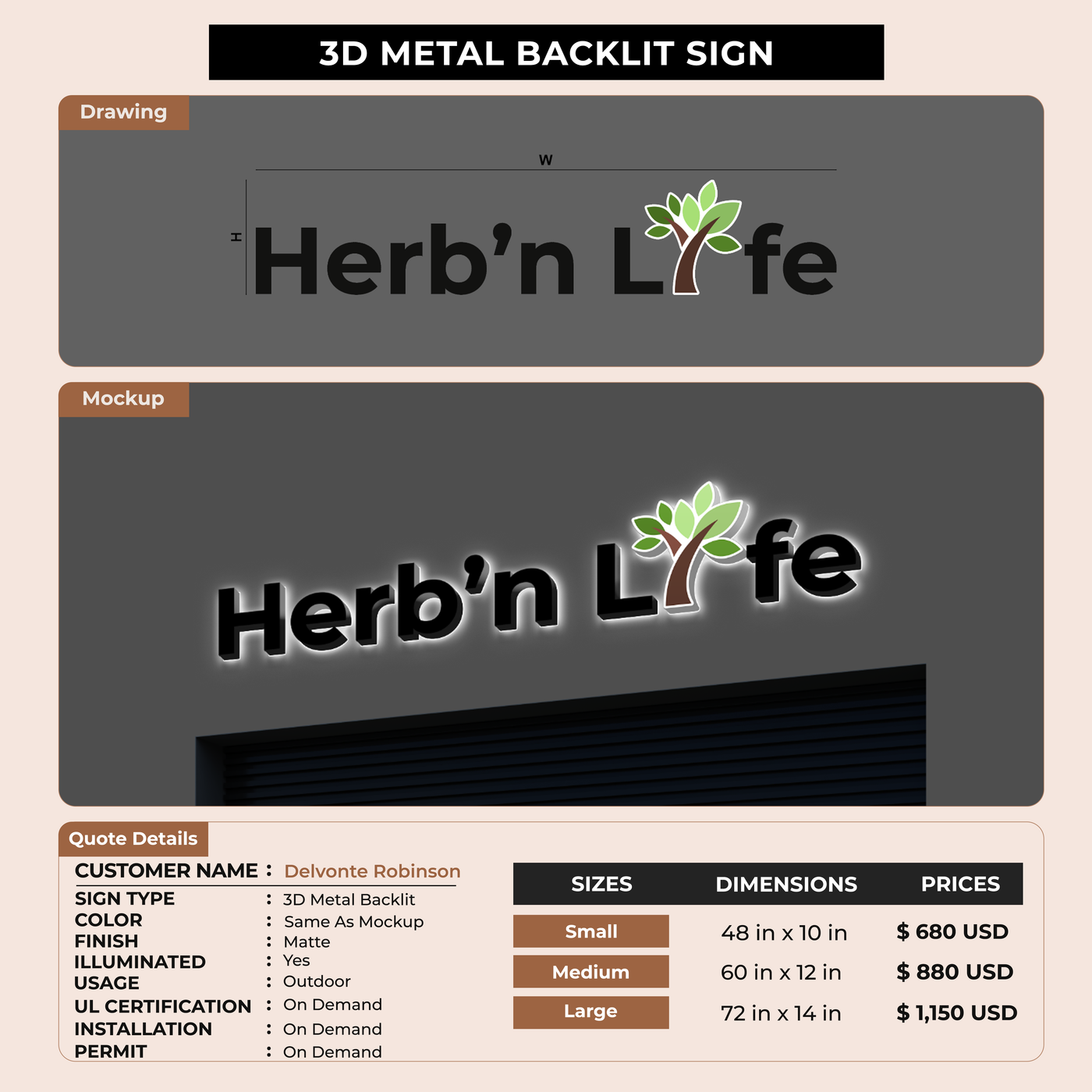 Business signage for Delvonte Robinson