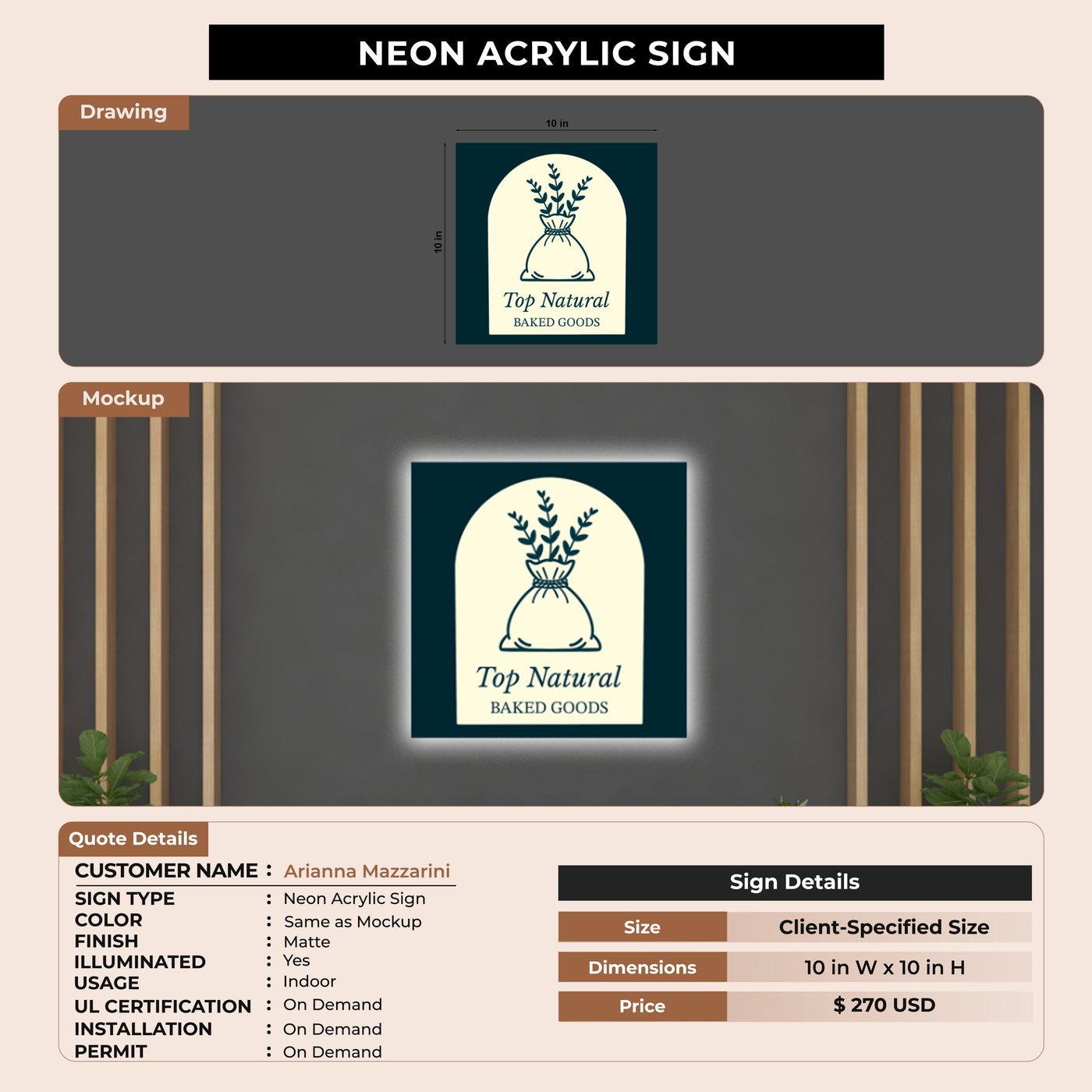 Neon Acrylic Sign for Arianna Mazzarini