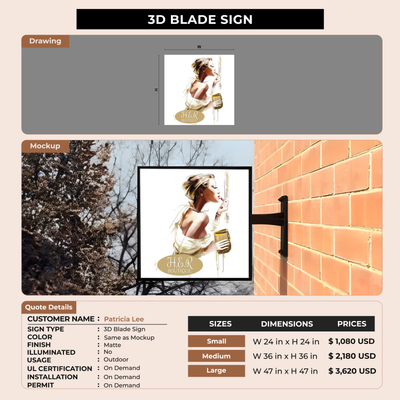 3D Blade Sign for Patricia Lee