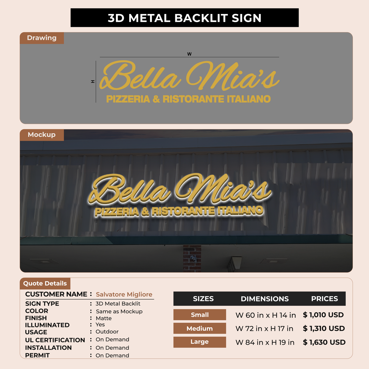 Business Signage for Salvatore Migliore