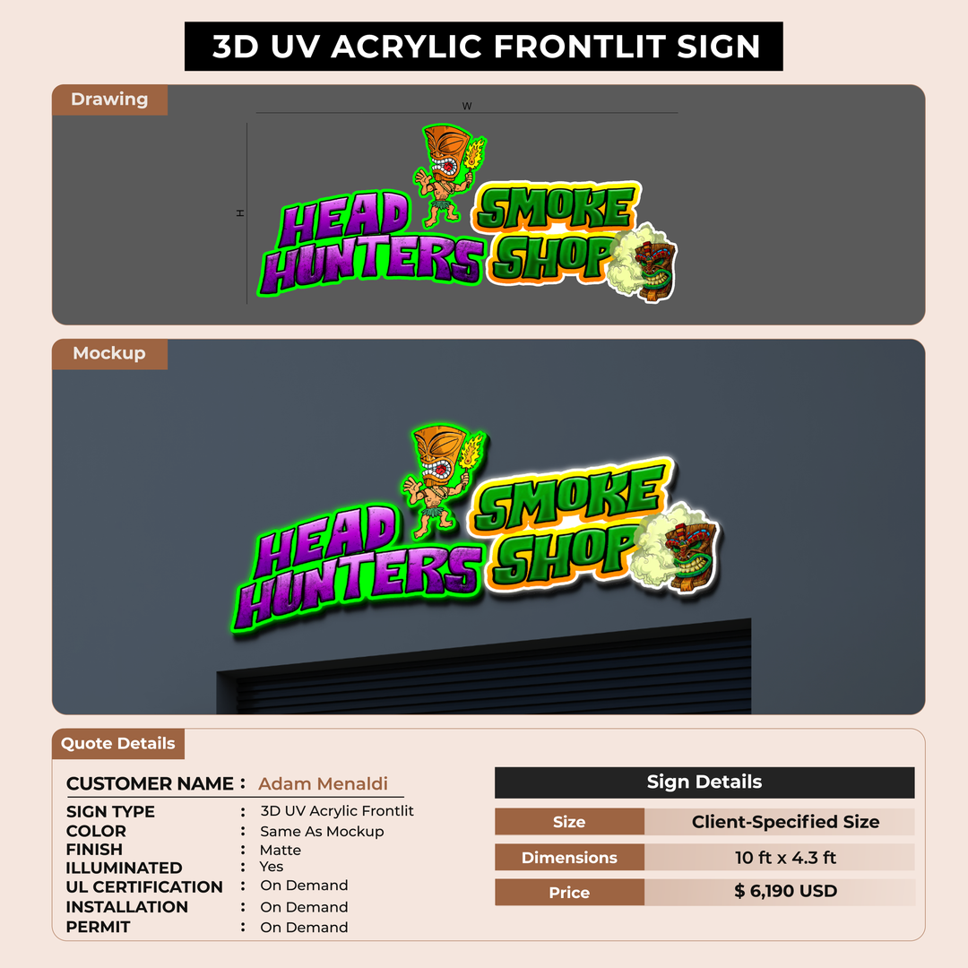 3d UV acrylic frontlit for Adam Menaldi