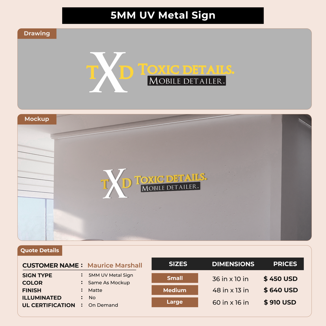 5MM UV Metal Sign For Maurice Marshall