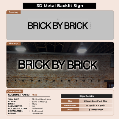 Metal Backlit Sign for Mike