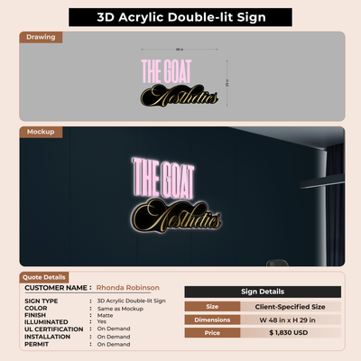 3D Acrylic Double-lit Sign For Rhonda Robinson