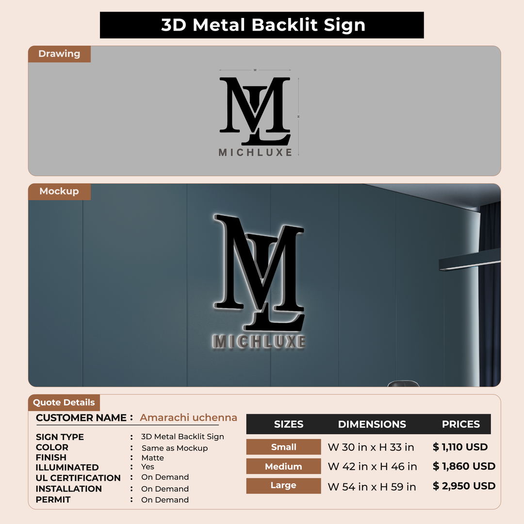 3D Metal Backlit for Amarachi uchenna