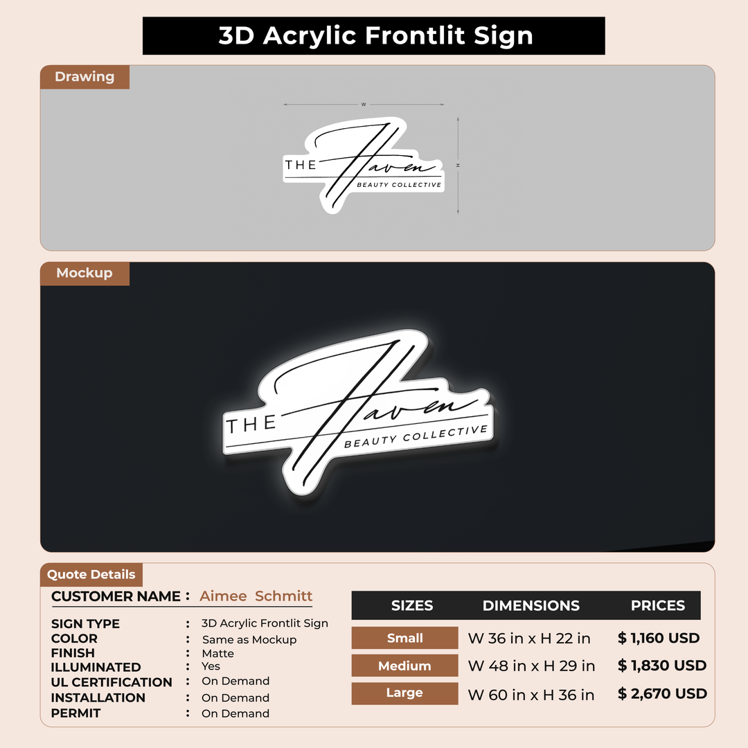 3D Acrylic Frontlit for Aimee  Schmitt