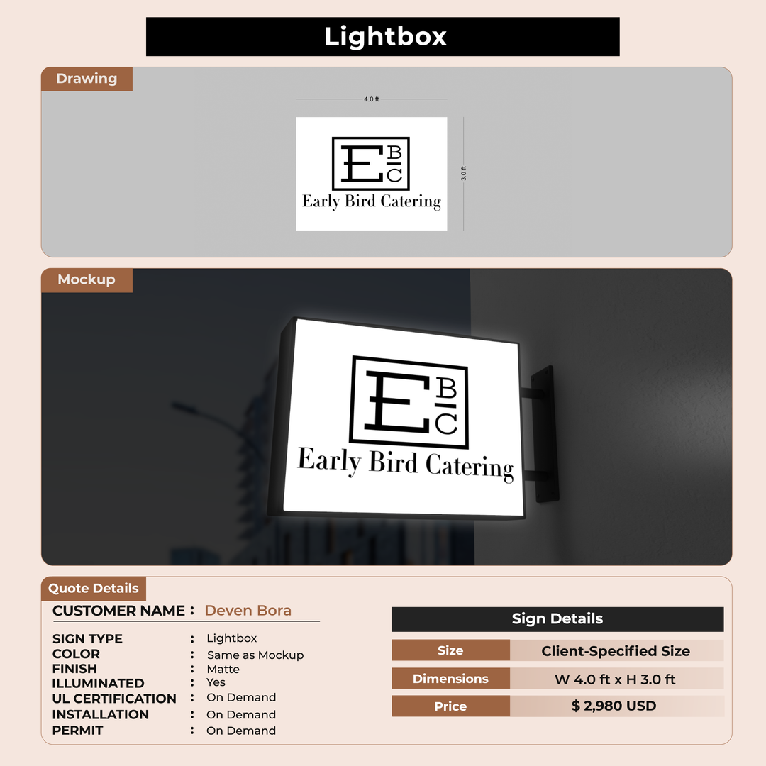 Lightbox Sign For Deven Bora