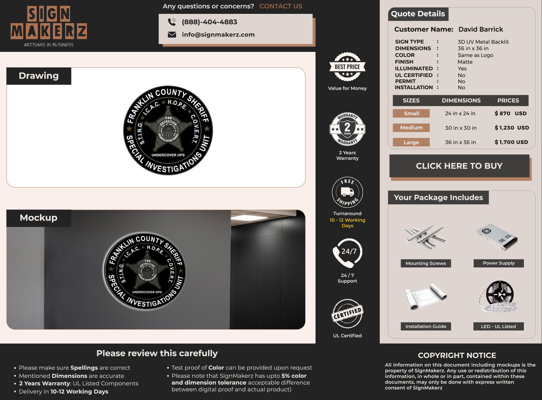 Business signage for David Barrick