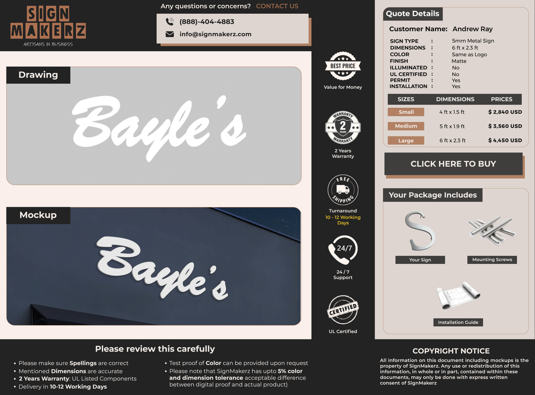 Business signage for Andrew Ray