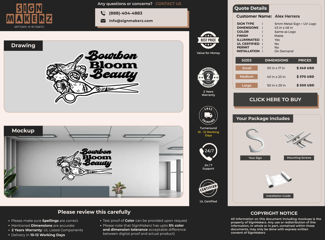 Business signage for Alex Herrera
