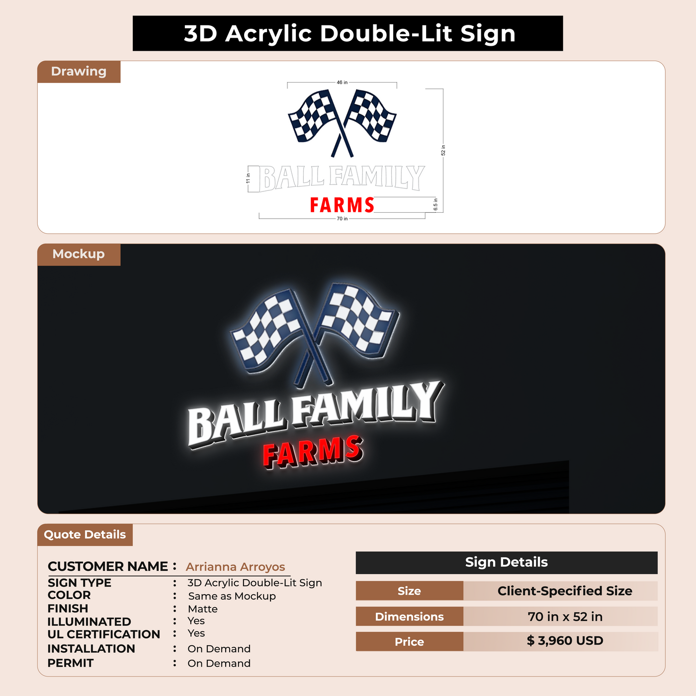 Business signage for Arrianna Arroyos