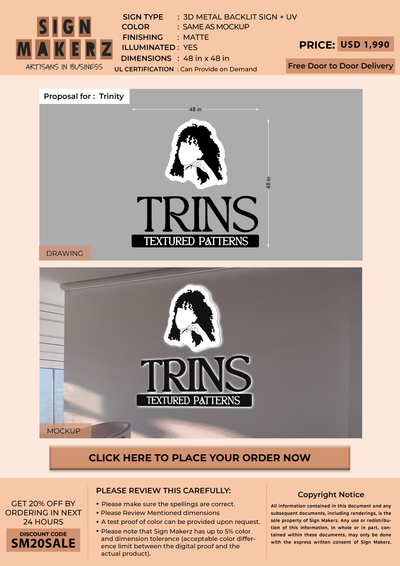 3d metal backlit for Trinity
