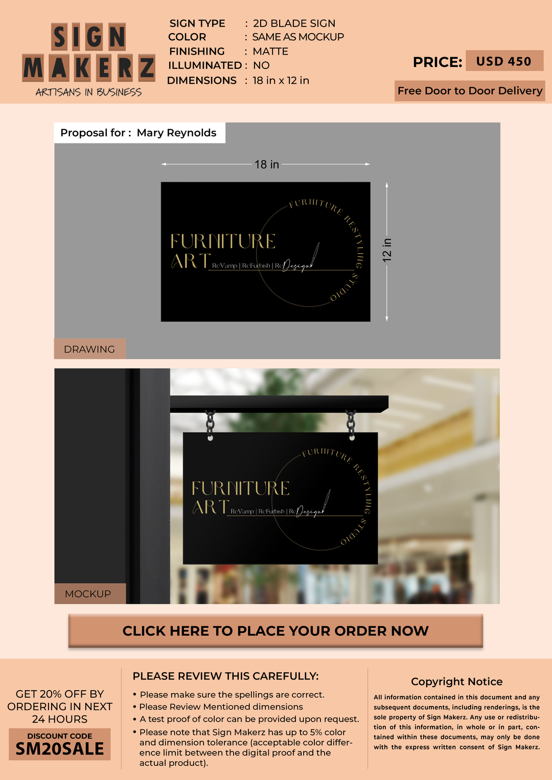Business signage for Mary Reynolds