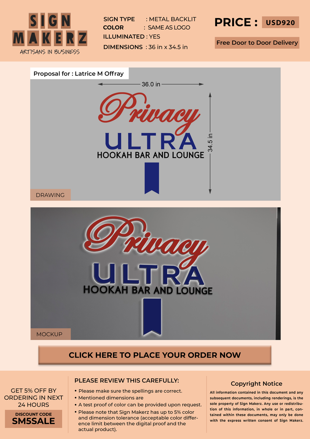 3d metal backlit for Latrice M Offray