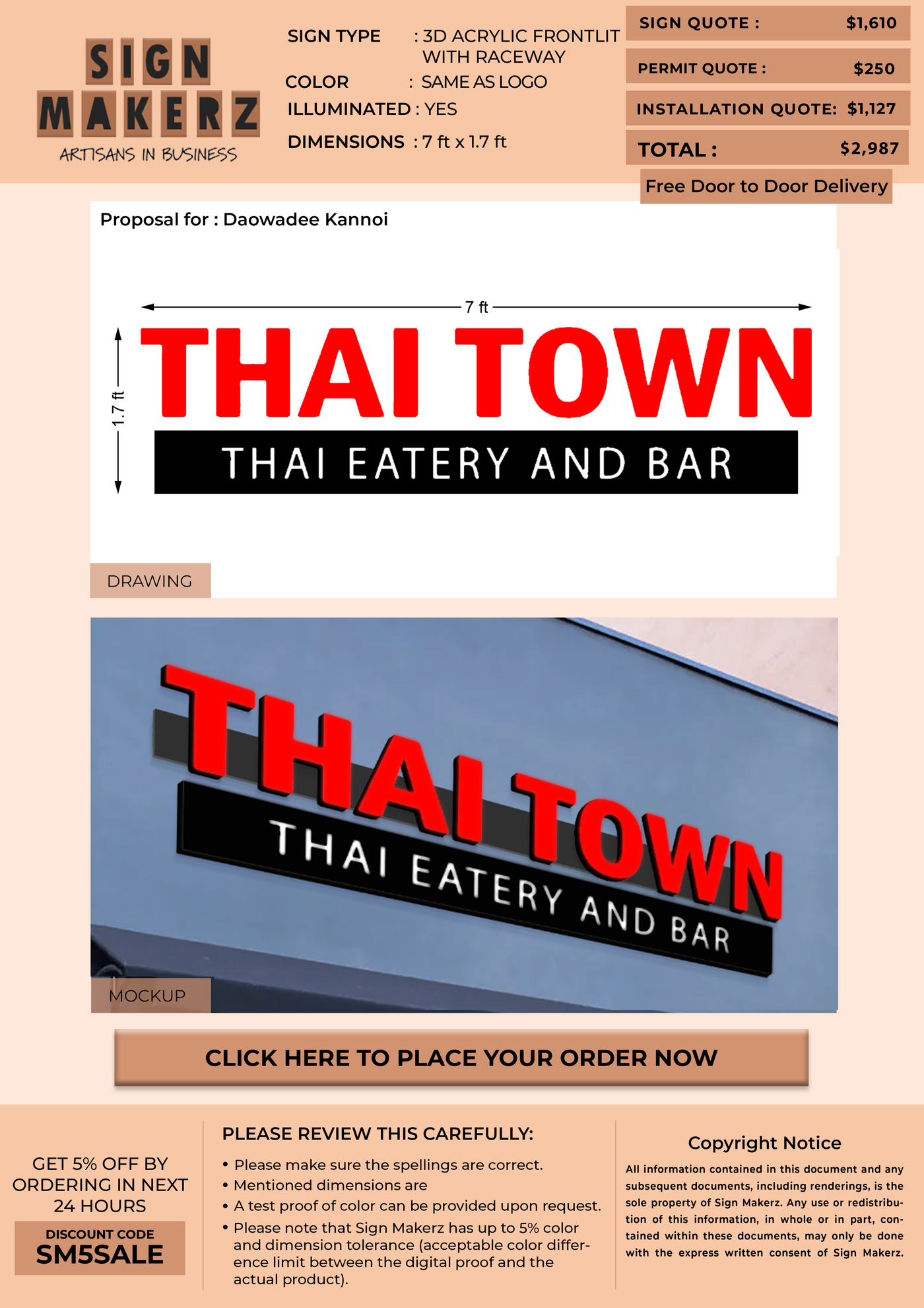 Business signage for Daowadee Kannoi