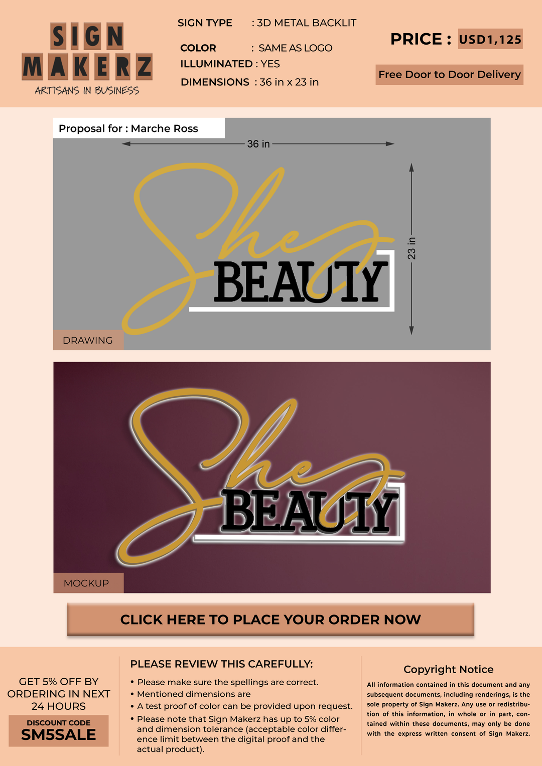 Business signage for Marche Ross