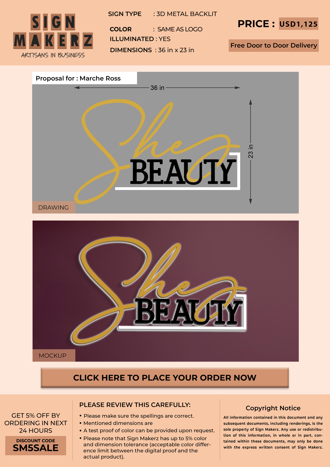 Business signage for Marche Ross