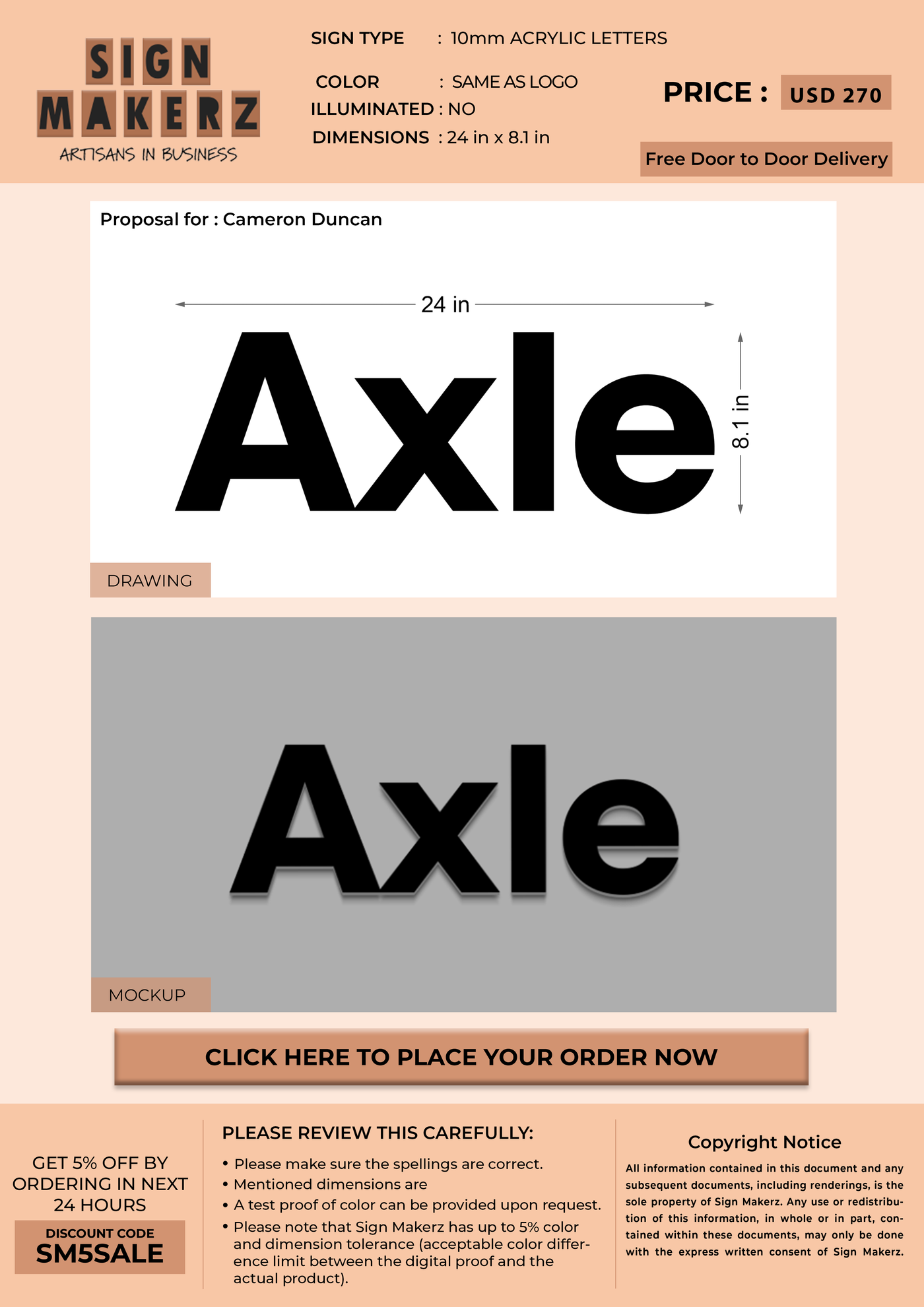 Business signage for Cameron Duncan