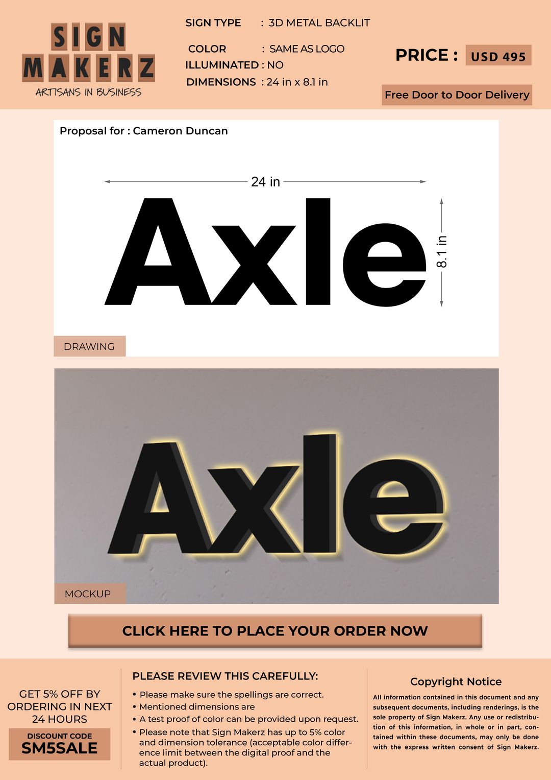 Business signage for Cameron Duncan